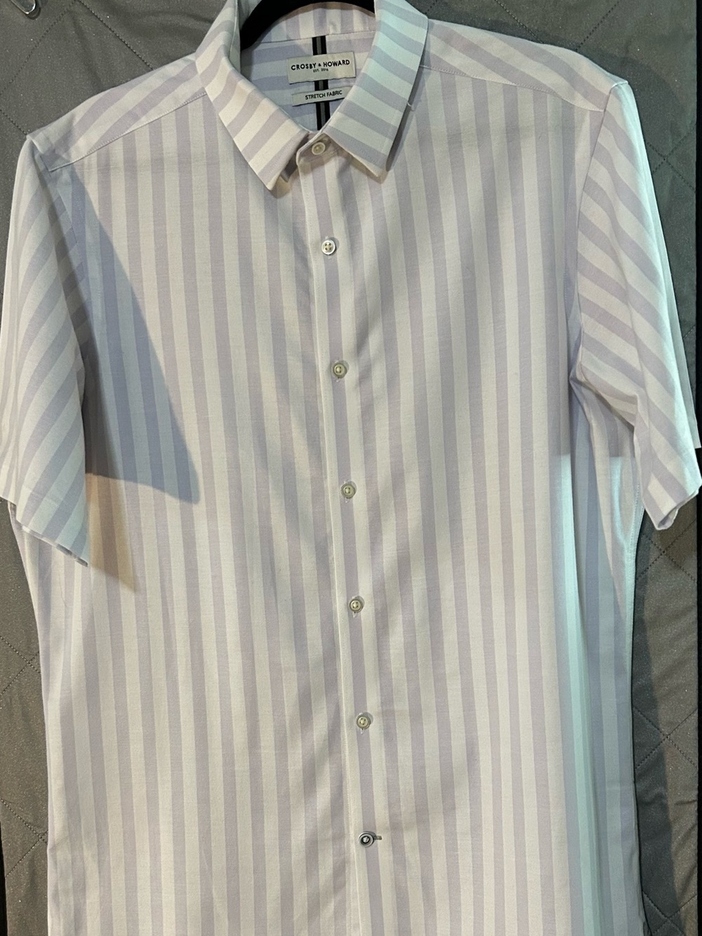 Men's Lavender Stripe Short-Sleeve Dress Shirt